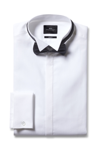 White Wing Collar Dobby Dress Shirt