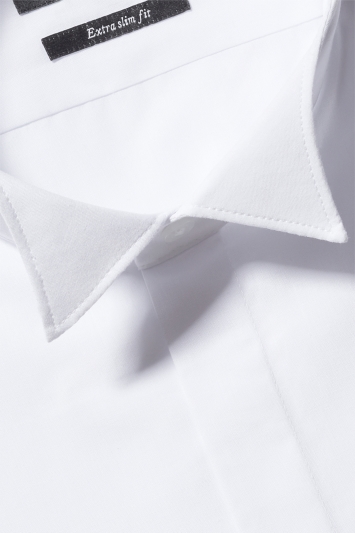 Extra Slim Fit White Double Cuff Wing Collar Dress Shirt