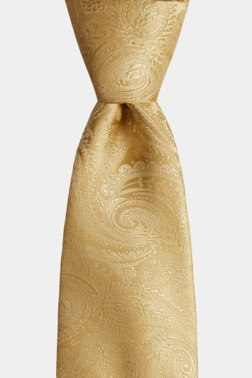 Moss 1851 Gold Paisley Silk Tie 