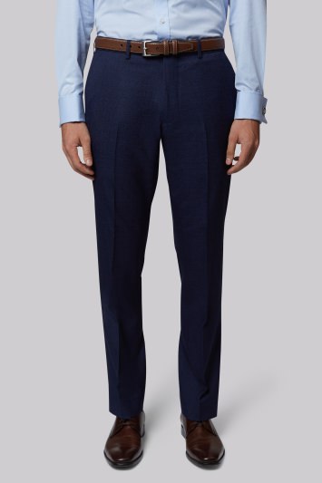 Moss 1851 Tailored Fit Navy Textured Trouser 