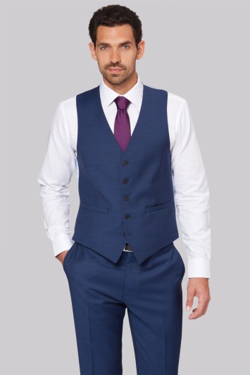 Savoy Taylors Guild Regular Fit French Blue Waistcoat 