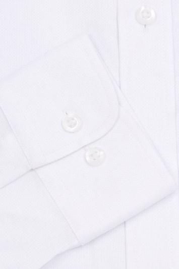Savoy Taylors Guild Regular Fit White Single Cuff Textured Shirt