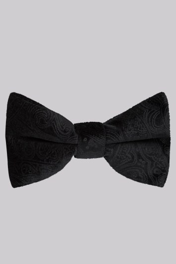 Black Paisley Velvet Bow Tie
