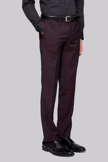 Moss London Skinny Fit Burgundy Suit Trousers