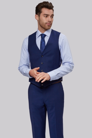 Moss 1851 Performance Tailored Fit Bright Blue Waistcoat