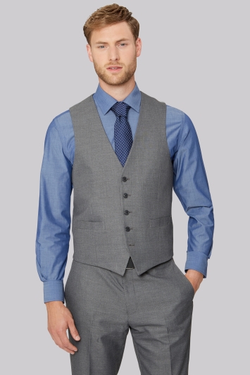 grey waistcoat blue shirt