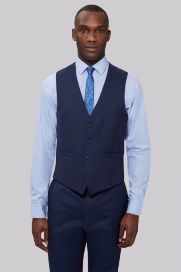 French Connection Slim Fit Bright Blue Milled Waistcoat 
