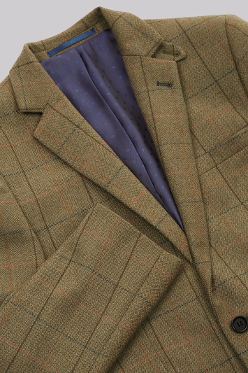 Moss 1851 Tailored Fit Tan Multi Check Jacket