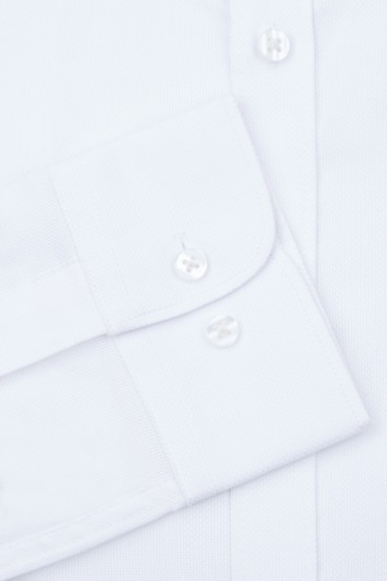Moss London Premium Extra Slim Fit White Single Cuff Oxford Texture Shirt