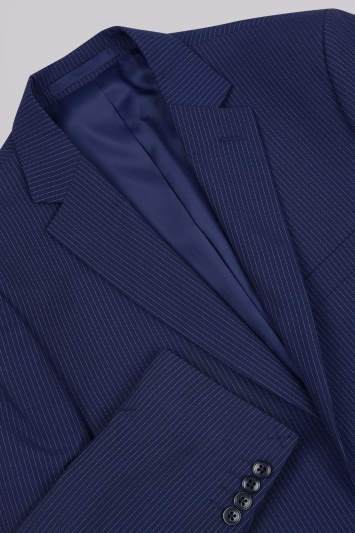Moss Esq. Regular Fit Blue Stripe Jacket 