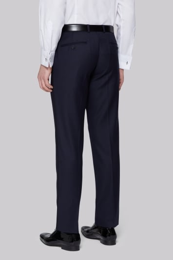 Moss 1851 Tailored Fit Navy Textured Dress Trousers