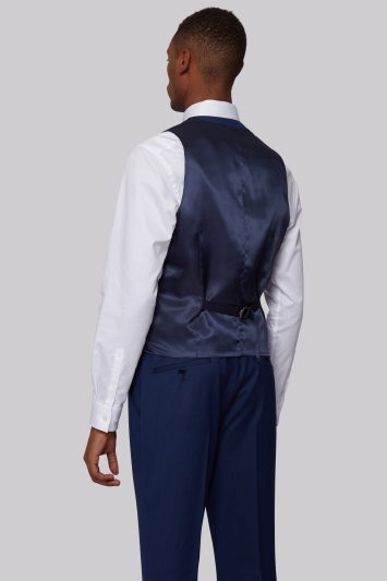 DKNY Slim Fit Blue Texture Waistcoat 
