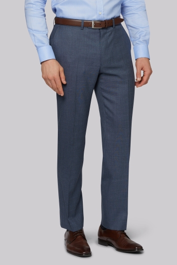 Savoy Taylors Guild Regular Fit Blue Melange Trousers