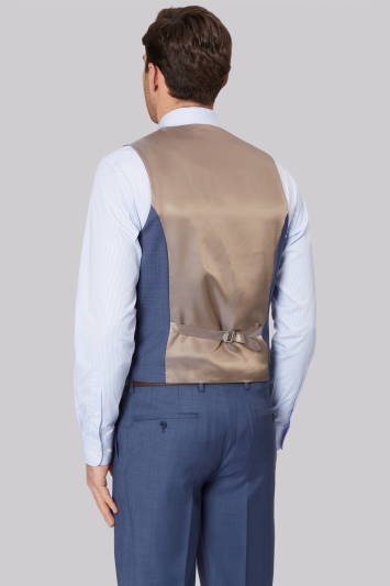 Ted Baker Gold Tailored Fit Blue Sharskin Waistcoat