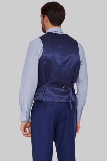 Moss Esq. Performance Regular Fit Bright Blue Waistcoats