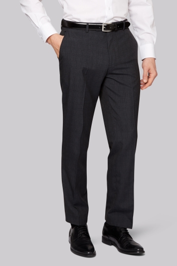 Moss Esquire Regular Fit Machine Washable Grey Check Trousers 
