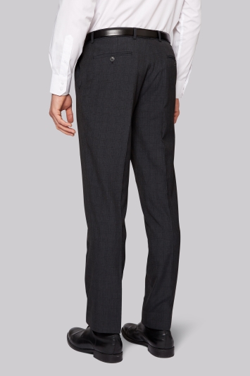 Moss Esquire Regular Fit Machine Washable Grey Check Trousers 
