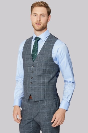 Savoy Taylors Guild Soft Blue Prince of Wales Check Jacket
