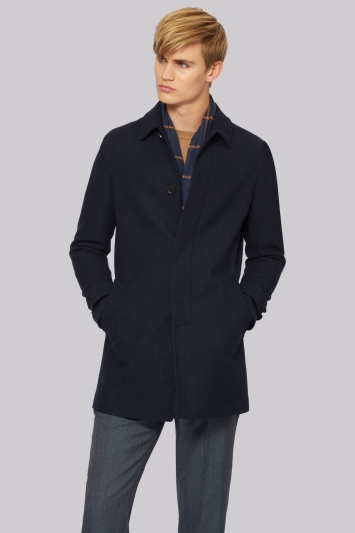 French Connection Slim Fit Navy Car Coat 