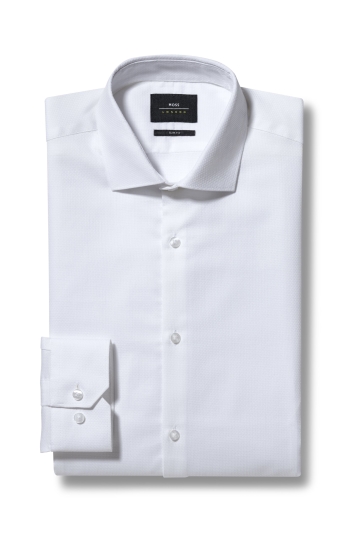 Slim Fit White Textured Shirt