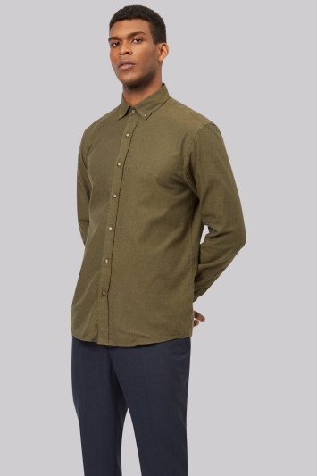 Moss 1851 Slim Fit Green Flannel Button Down Casual Shirt