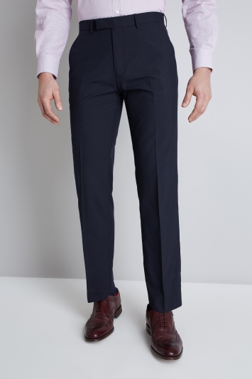 Moss Esquire Regular Fit Navy Micro Check Trousers 