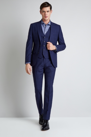 Moss bros navy check suit Clearance