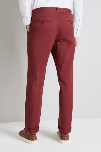 Moss 1851 Tailored Fit Red Stretch Chino