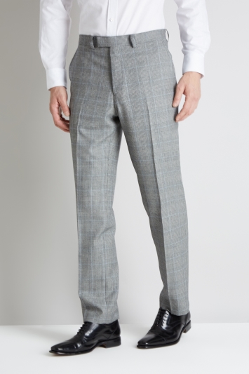 Savoy Taylors Guild Regular Fit Black and White with Blue Check Waistcoat