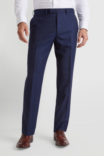Savoy Taylors Guild Regular Fit Blue Wide Stripe Trouser