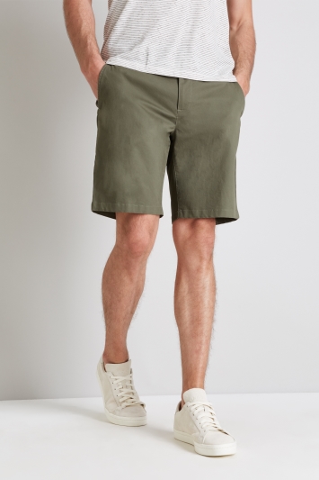 Moss 1851 Tailored Fit Green Stretch Chino Shorts 