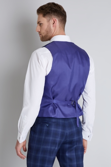 Ted Baker Tailored Fit Blue Bold Check Waistcoat