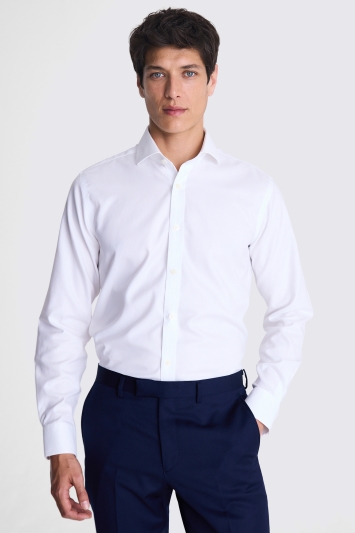 Tailored Fit White Textured Non-Iron Shirt