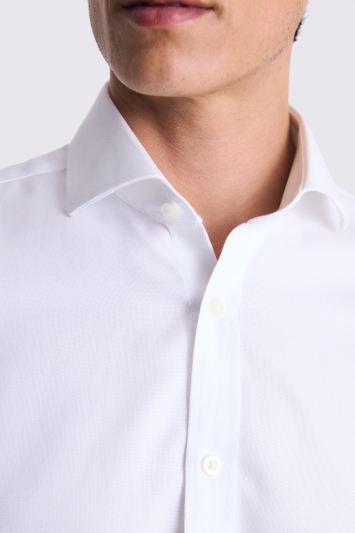 Tailored Fit White Textured Zero Iron Shirt