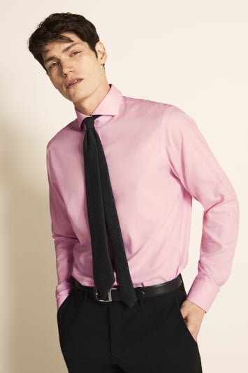 Tailored Fit Pink Textured Zero Iron Shirt