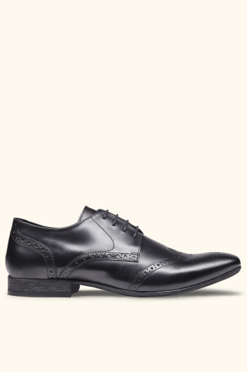 Moss London Lucan Black Brogue Shoe