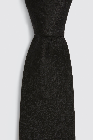 Black Floral Silk Swirl Tie