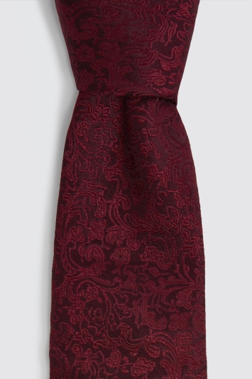 Wine Floral Silk Swirl Tie