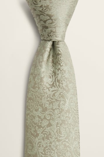 New men's polyester woven neck tie necktie prom sage green gold pattern formal 