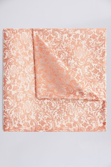 Peach Floral Silk Pocket Square