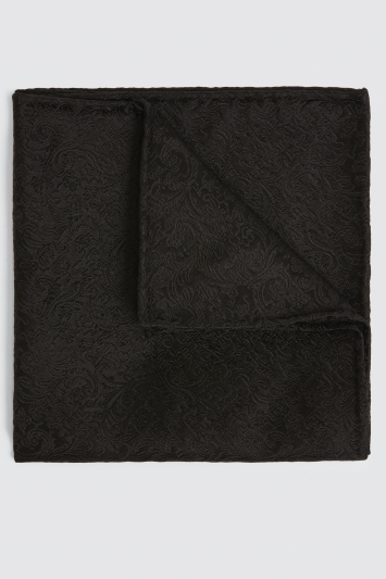 Black Floral Silk Pocket Square