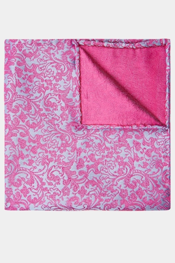 Pink & Blue Floral Silk Pocket Square