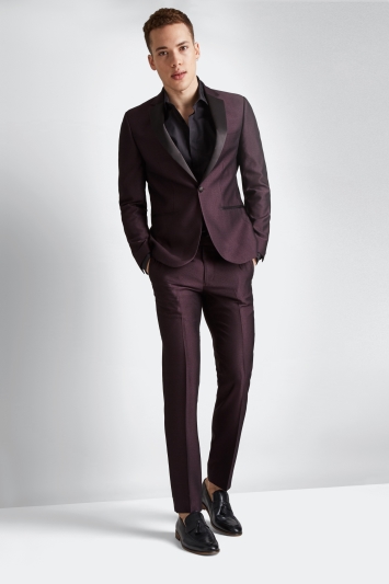 skinny fit burgundy suit