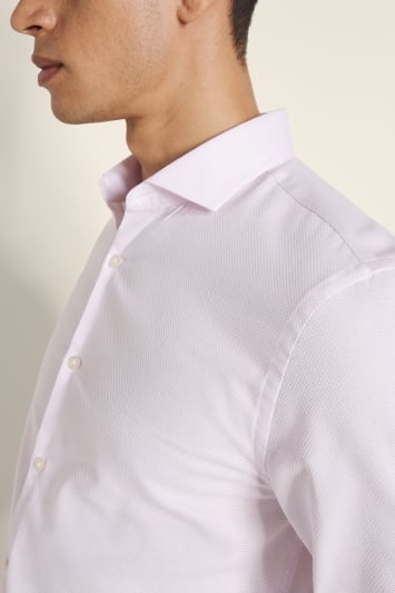 Slim Fit Pink Textured Stretch Shirt