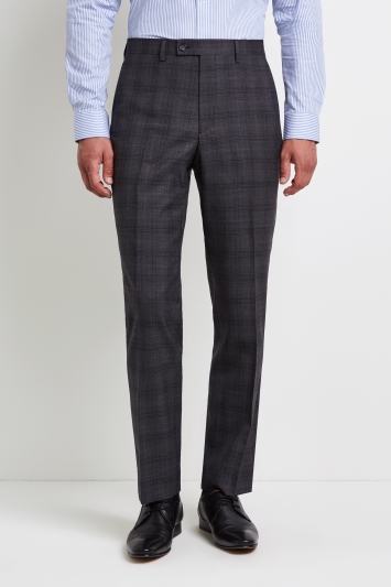 Ted Baker Gold Tailored Fit Grey with Bugundy Check Trousers