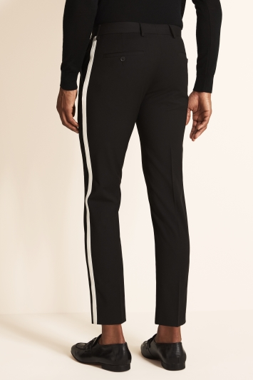 black trousers with stripe down side