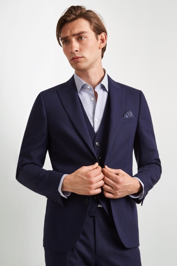 DKNY Slim Fit Blue Check Suit