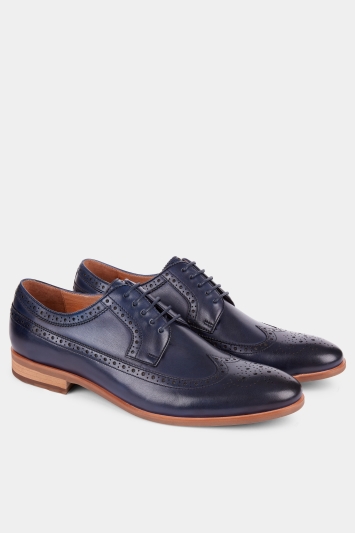 John White Lyme Navy Wingtip Punched Derby