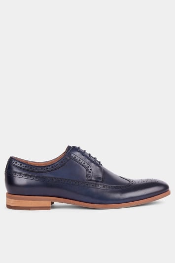 John White Lyme Navy Wingtip Punched Derby