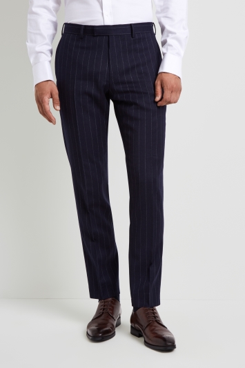 Moss 1851 Tailored Fit Blue Chalk Stripe Trouser